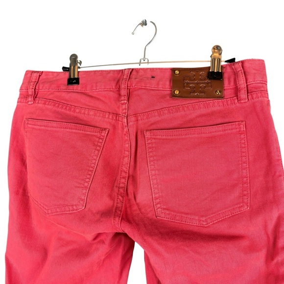 EUC Tory Burch “Ivy Super Skinny” Low Rise Ankle Jeans Sz 28 (Bright Coral Red) - Picture 9 of 16